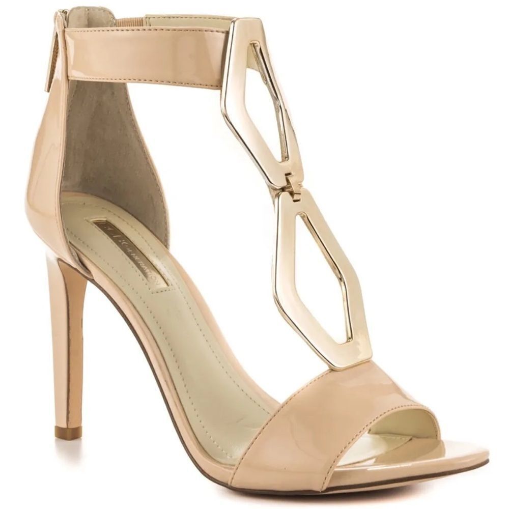 NEW BCBGeneration Cayce Beige Patent Open Toe Ankle Cuff Stiletto Woman’s 7.5 M
